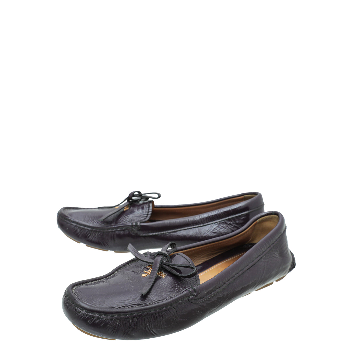 Prada Dark Violet Logo Bow Loafer 39.5-Prada-THE CLOSET
