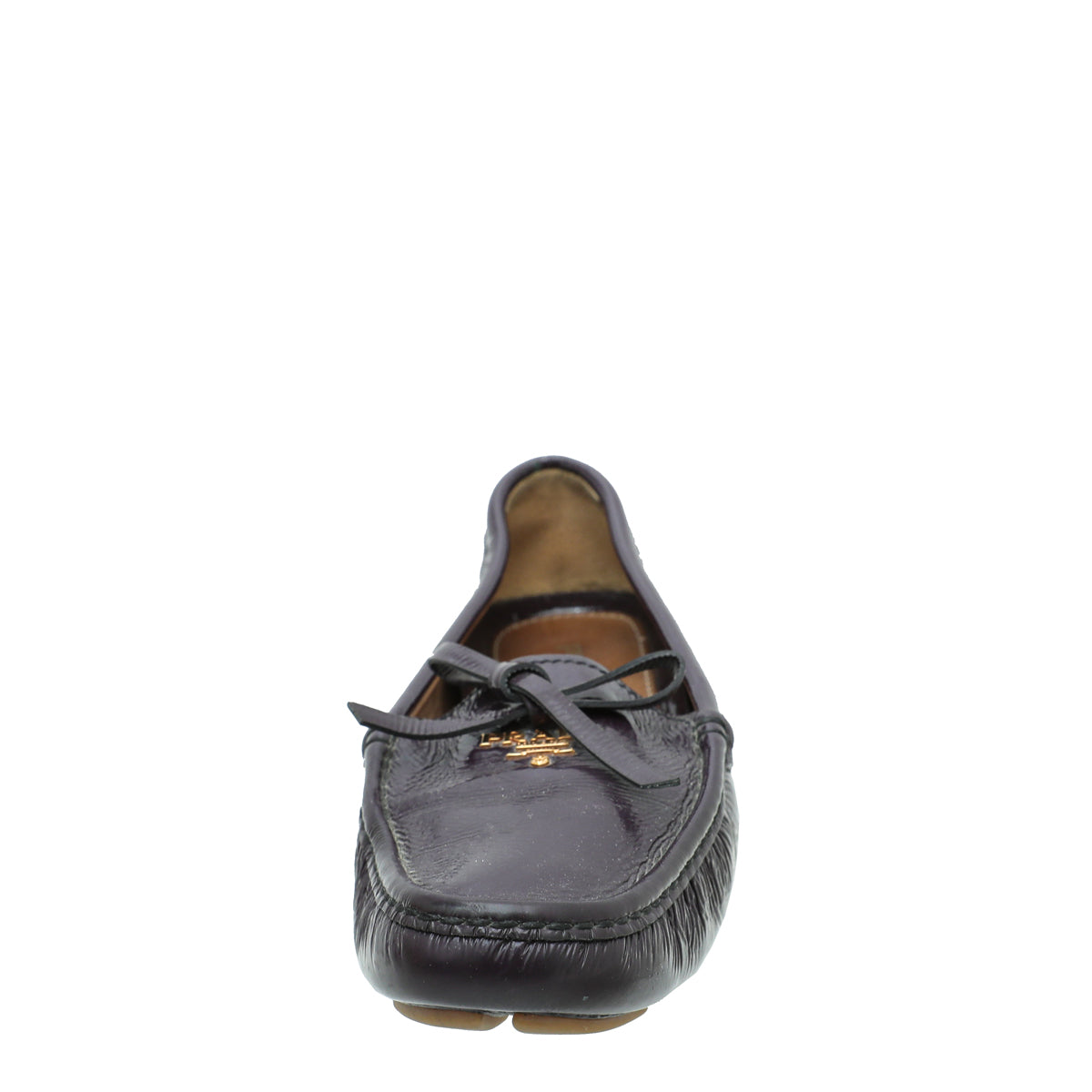 Prada Dark Violet Logo Bow Loafer 39.5-Prada-THE CLOSET
