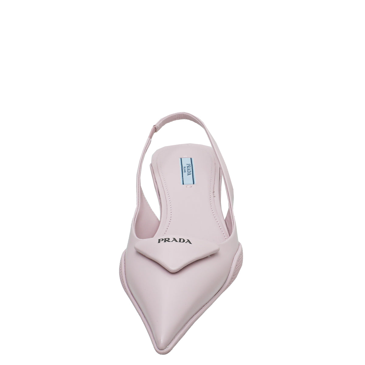 Prada Alabaster Pink Brushed Logo Slingback Pumps 38-Prada-THE CLOSET