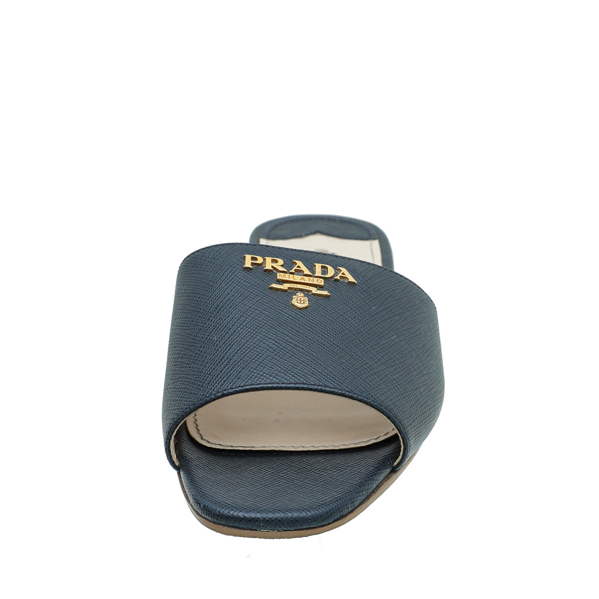 Prada Navy Blue Prada Logo Slide Sandal 37-Prada-THE CLOSET