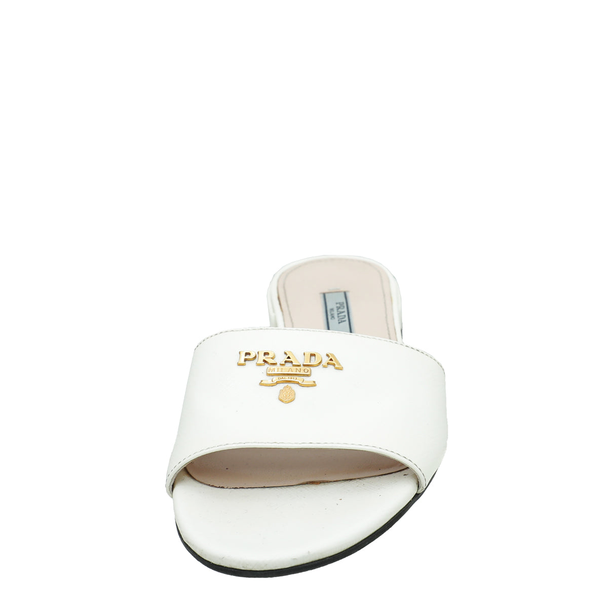 Prada Saffiano Logo Slide Sandals 37-Prada-THE CLOSET