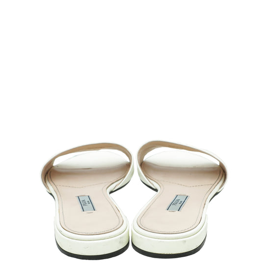 Prada Saffiano Logo Slide Sandals 37