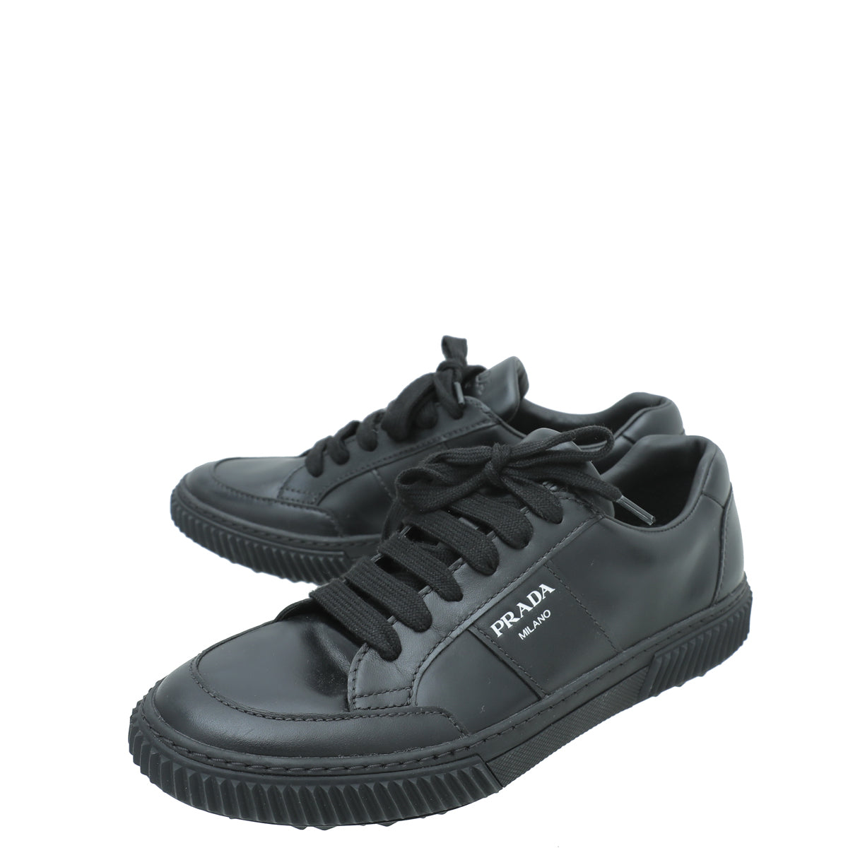 Prada Black Lace Up Sneakers 6-Prada-THE CLOSET