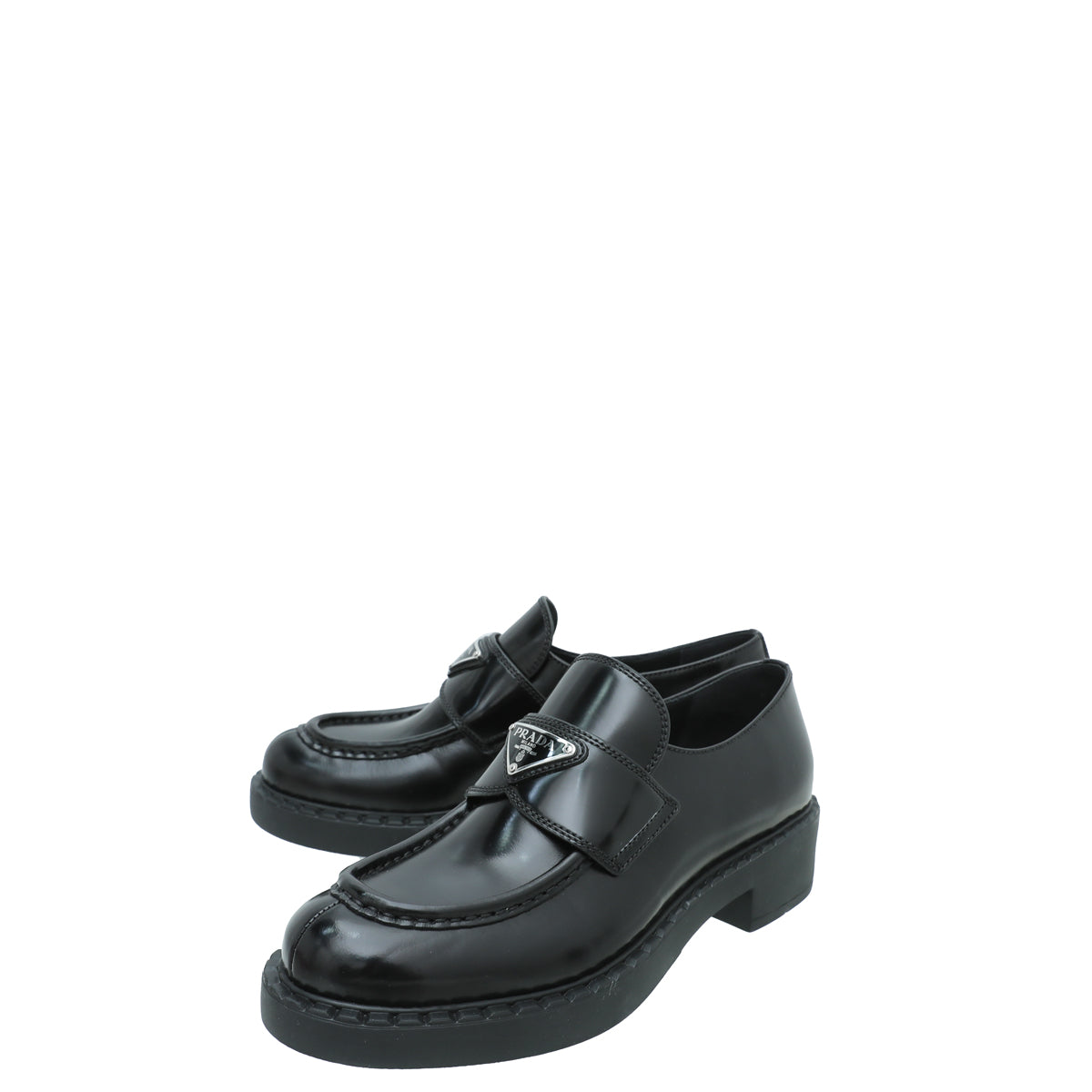 Prada Black Brushed Chocolate Loafers 38-Prada-THE CLOSET