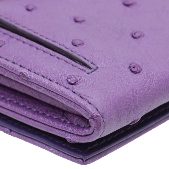 Prada Purple Ostrich Continental Long Wallet