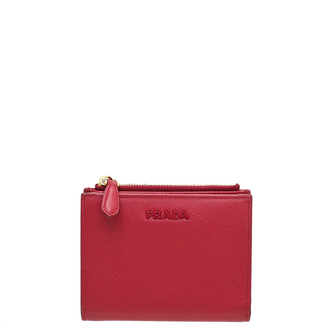 Prada Red Lux Compact Zip Small Wallet