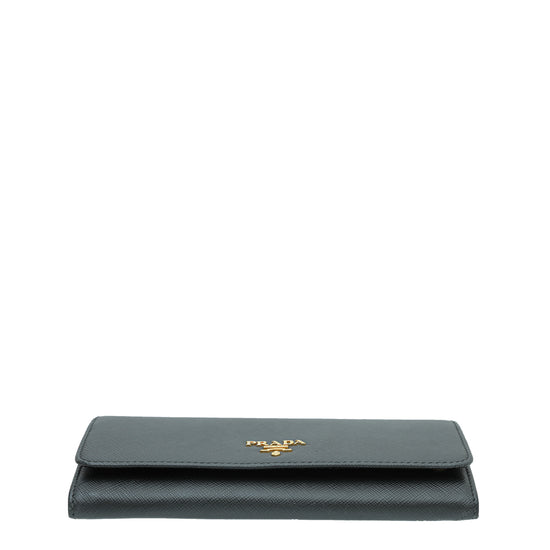 Prada Black Flap Wallet W/ Detachable Card Holder