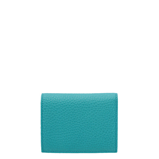 Prada Turquoise Vitello Grain Small Wallet