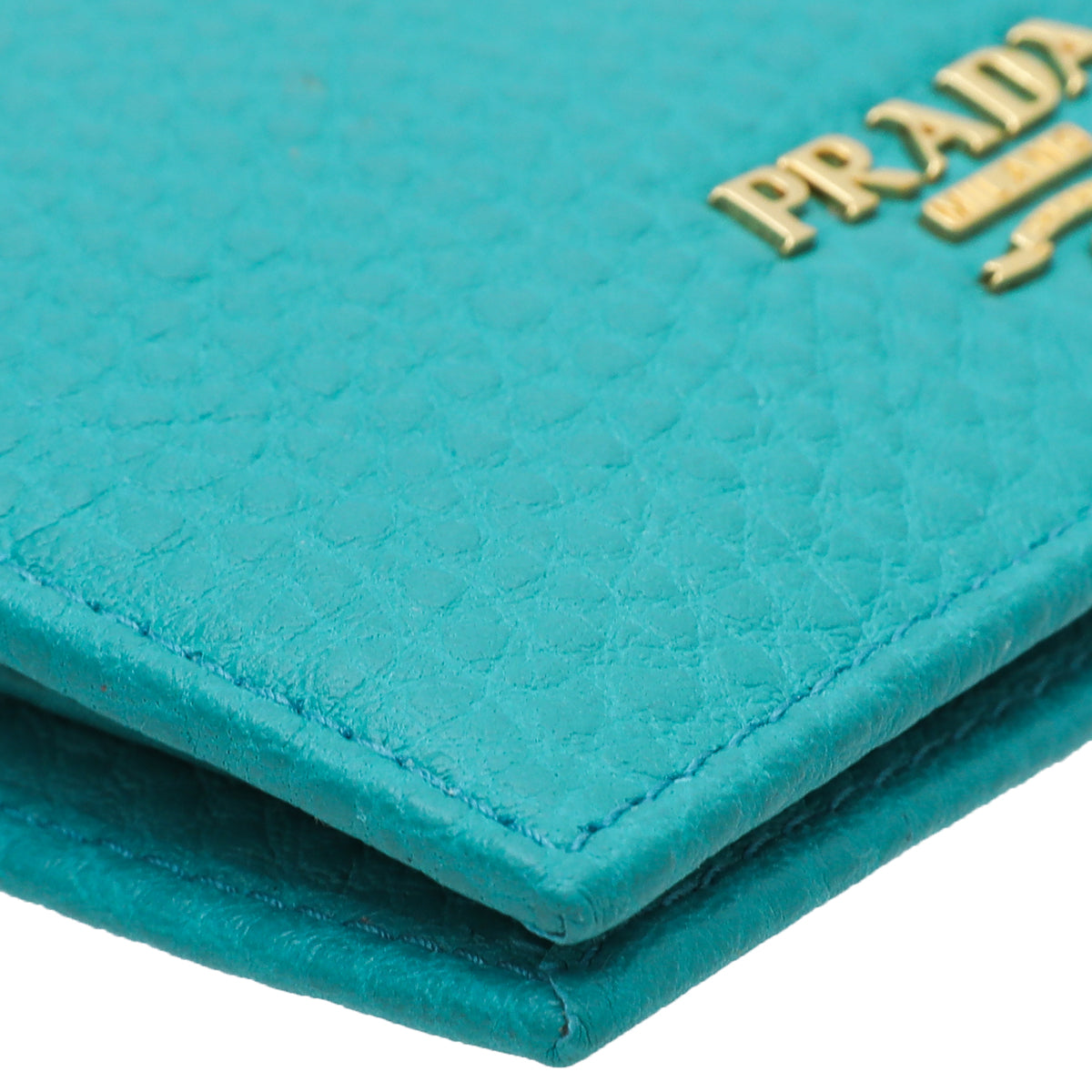 Prada Turquoise Vitello Grain Small Wallet