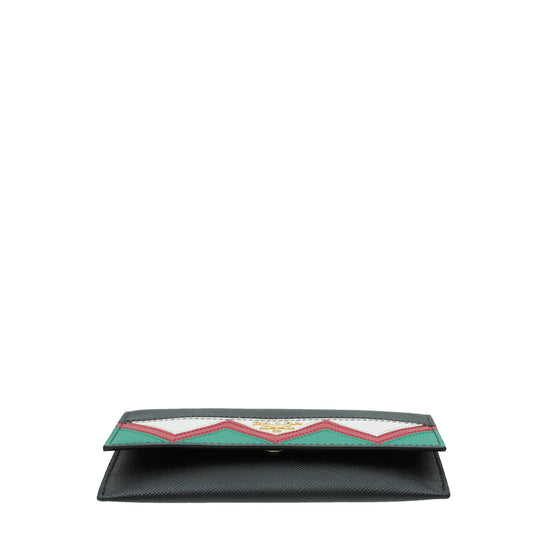 Prada Black Multicolor Lux Slim Flap Wallet