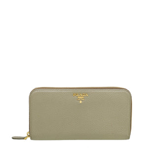 Prada Vitello Beige Grain zip حول المحفظة