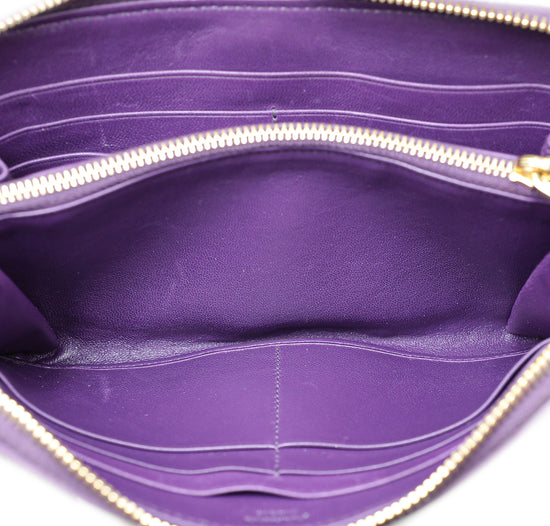 Prada Violet Nappa Gaufre Zip Around Wallet