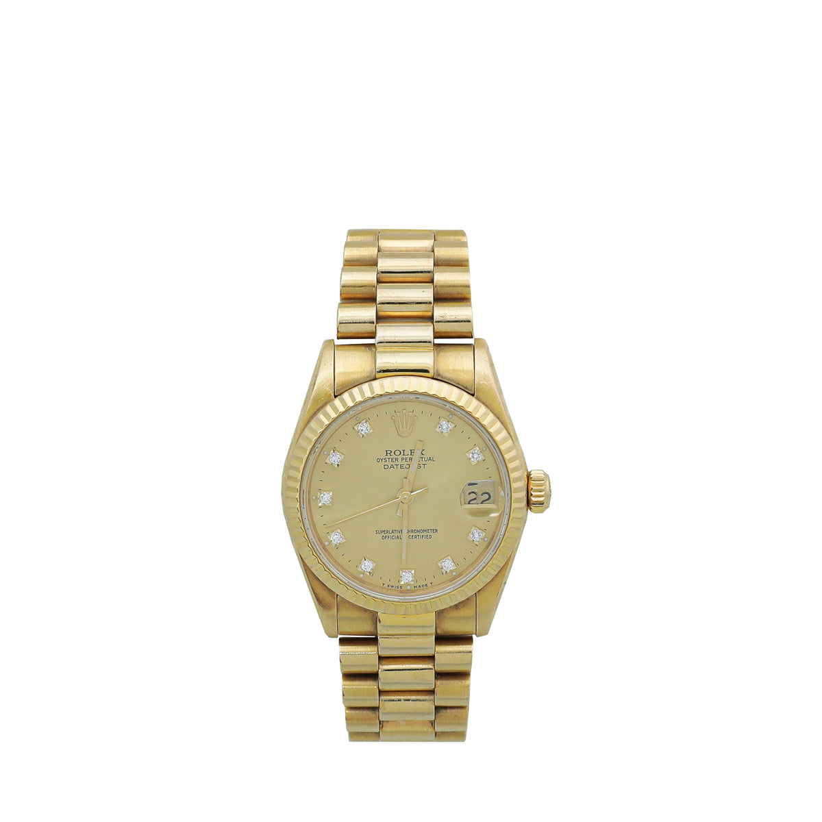 Rolex 18K Yellow Gold Diamond President Datejust 31 Watch