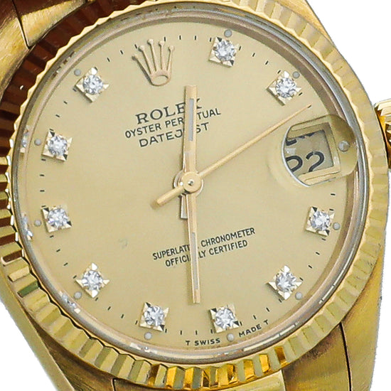 Rolex 18K Yellow Gold Diamond President Datejust 31 Watch