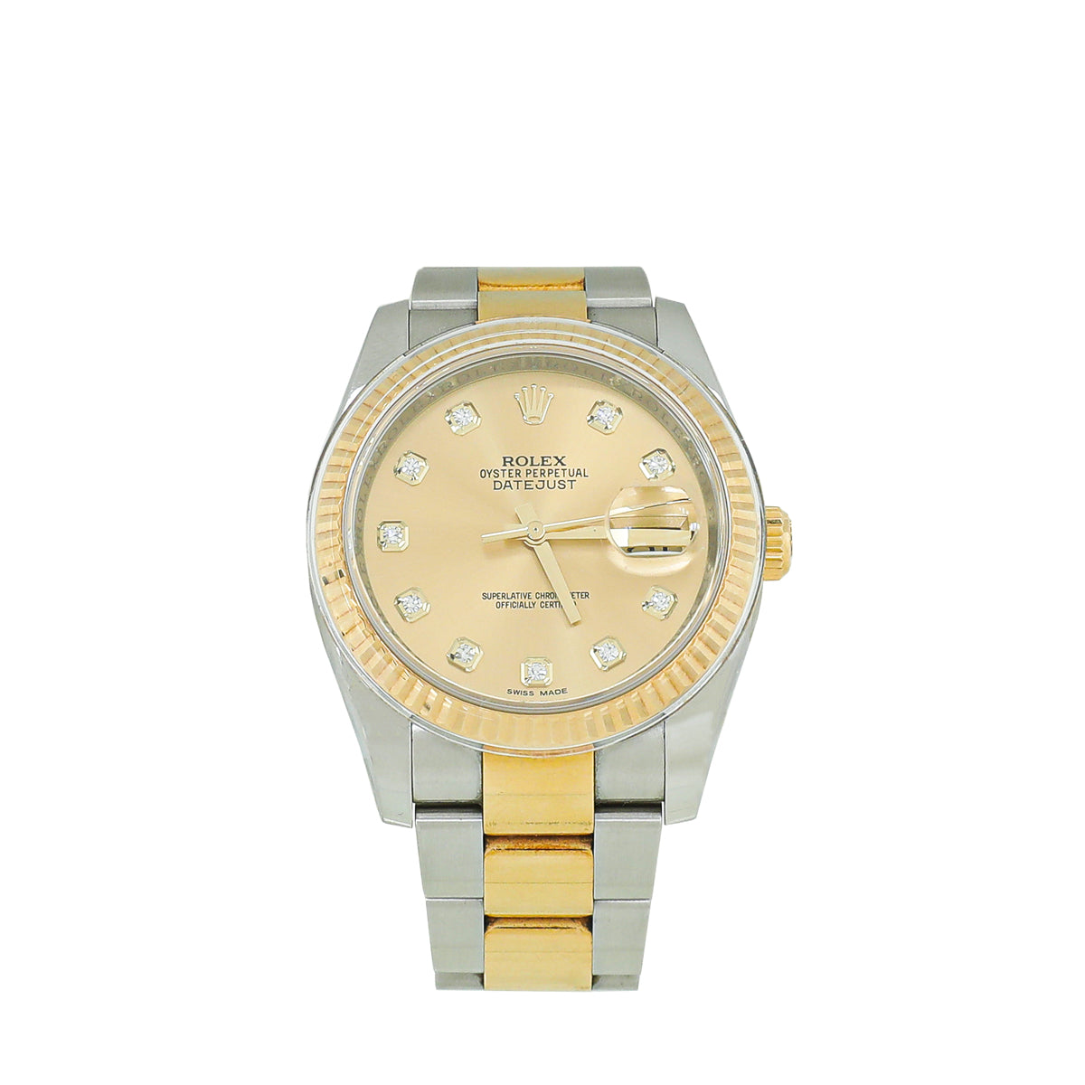 Rolex 18K Yellow Gold & Steel Diamond Datejust 36mm Watch
