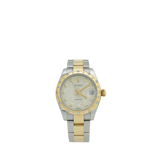 Rolex 18K Yellow Gold Steel Diamond Domed Datejust 31mm Watch