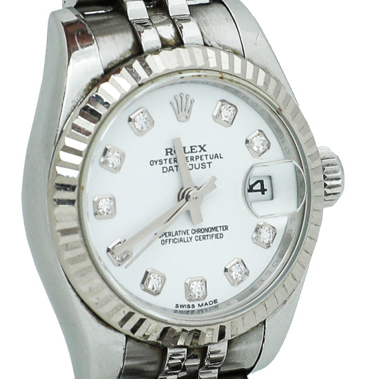Rolex 18K White Gold ST.ST Diamonds Index Ladies Datejust 26mm Watch