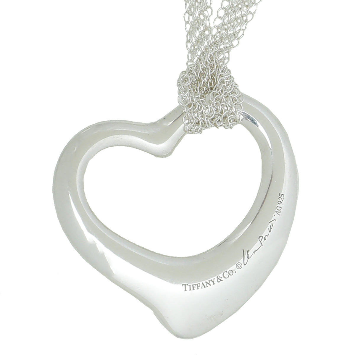 Tiffany & Co Sterling Silver Elsa Peretti Open Heart Mesh Necklace-Tiffany & Co-THE CLOSET