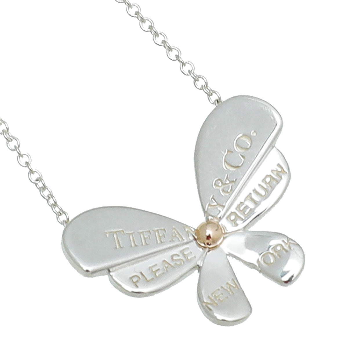 Tiffany & Co Sterling Silver & Rose Gold Love Bugs Butterfly Pendant Necklace-Tiffany & Co-THE CLOSET