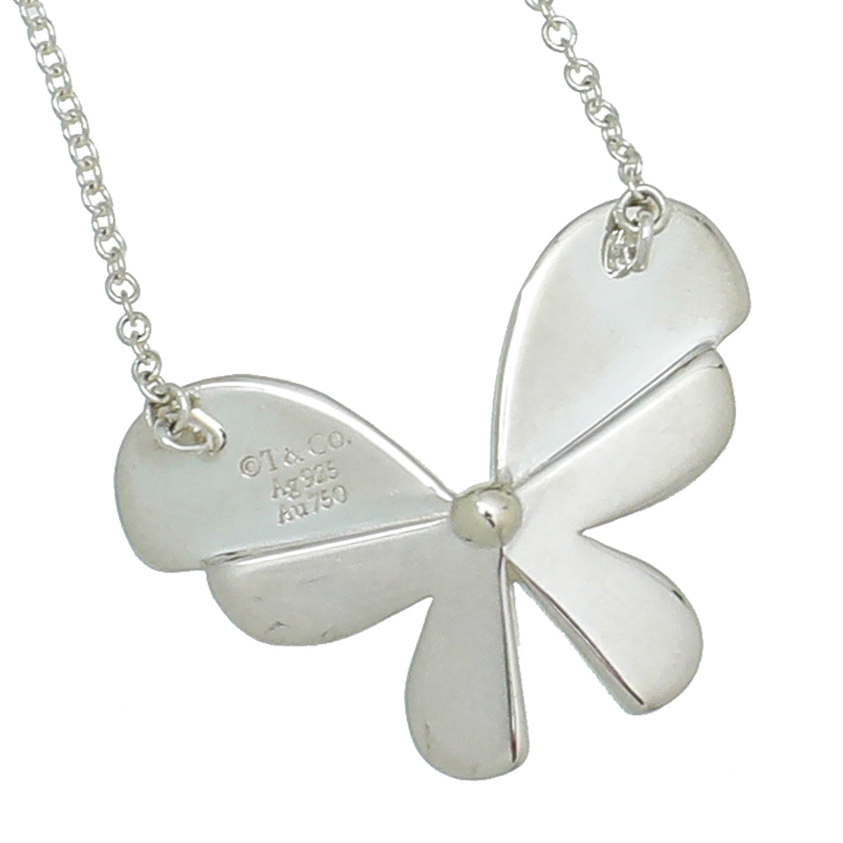 Tiffany & Co Sterling Silver & Rose Gold Love Bugs Butterfly Pendant Necklace