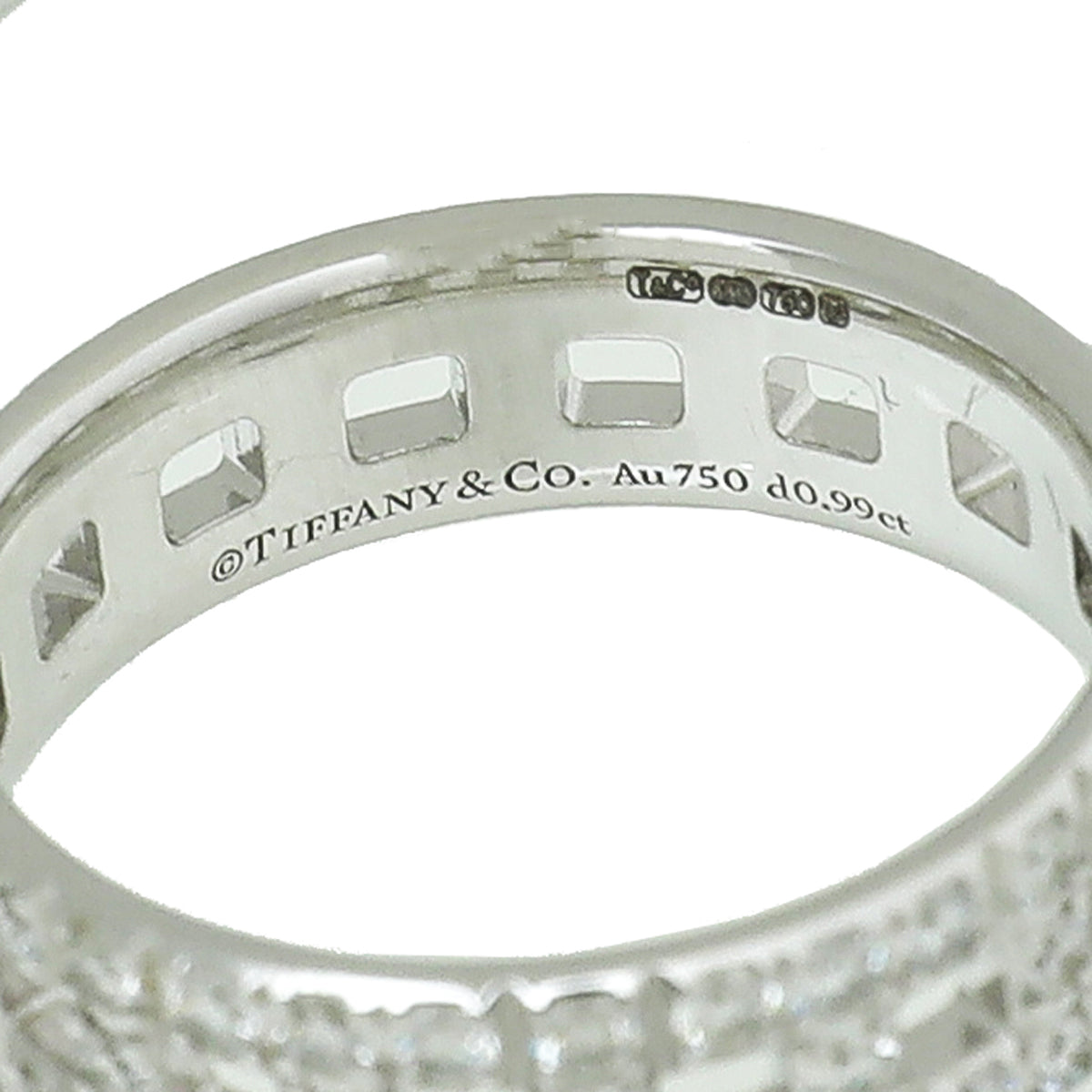 Tiffany Co 18K White Gold Diamond T True Wide Ring 52