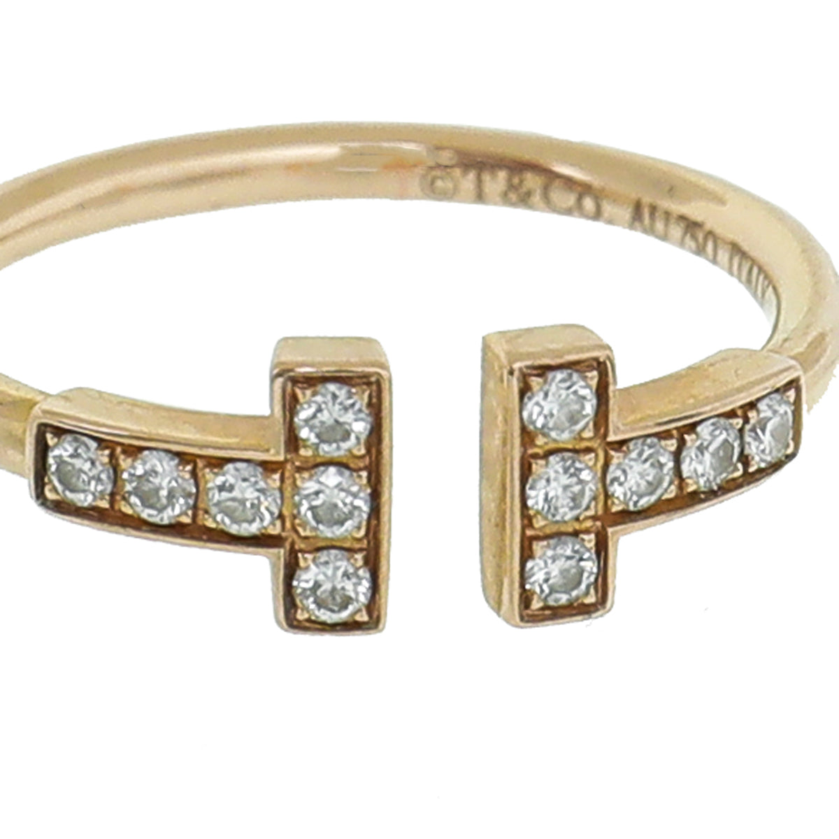 Tiffany & Co 18K Pink Gold Diamond T Wire Ring 8-Tiffany & Co-THE CLOSET