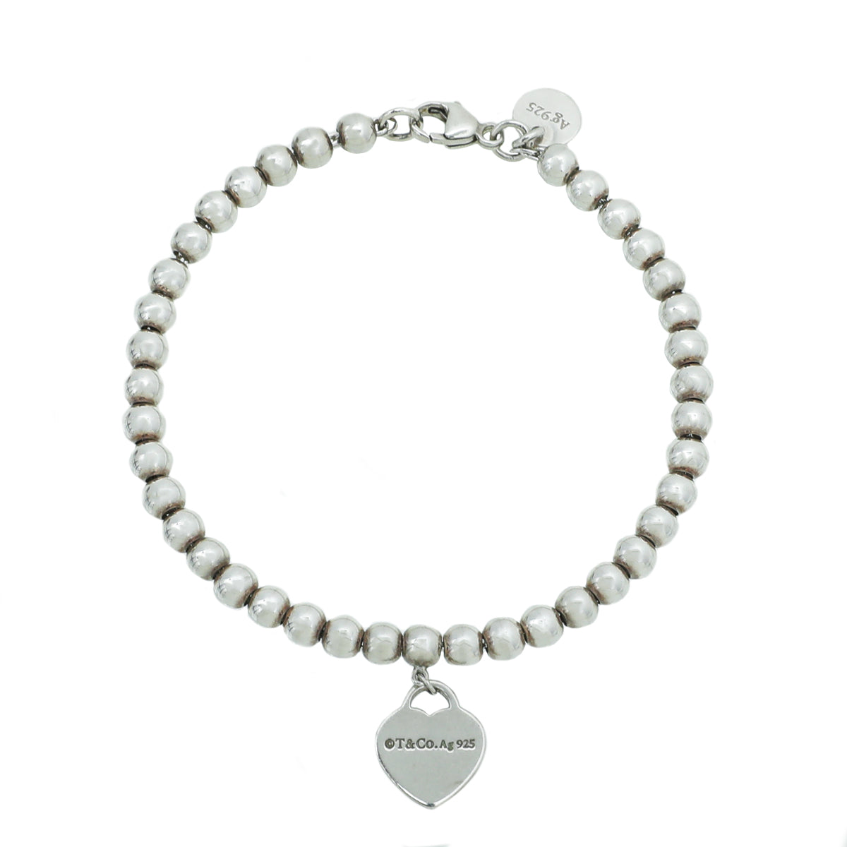 Tiffany & Co Silver Heart Tag Bead Bracelet-Tiffany & Co-THE CLOSET