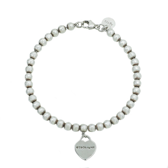 Tiffany & Co Silver Heart Tag Bead Bracelet