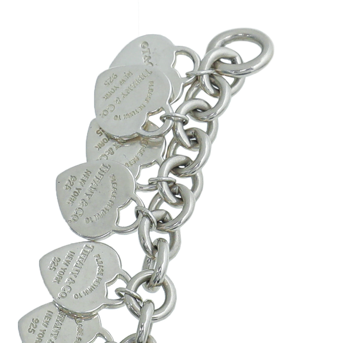 Tiffany Co Sterling Silver Multi-Heart Tag Bracelet