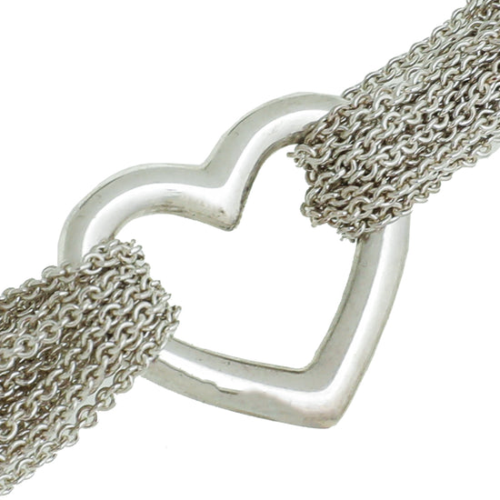 Tiffany & Co Silver Multi-Strand Mesh Heart Bracelet