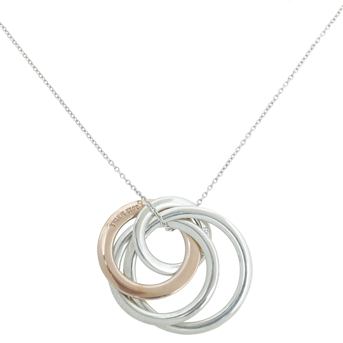 Tiffany & Co Sterling Silver Rubedo 1837 Interlocking Circles 2012 Large Necklace