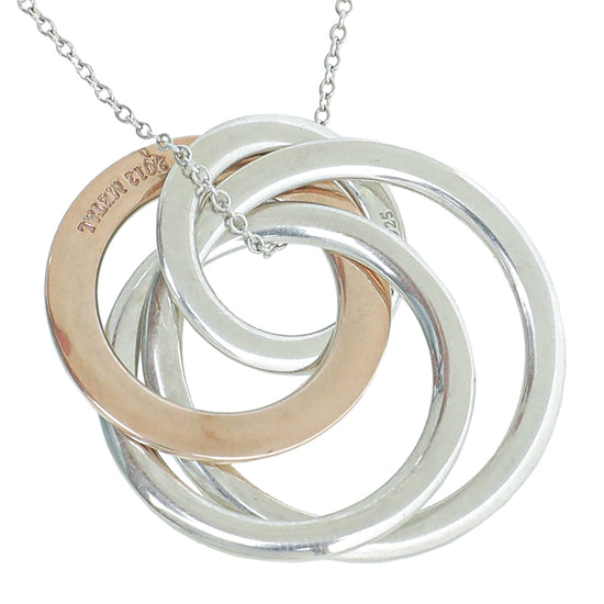 Tiffany & Co Sterling Silver Rubedo 1837 Interlocking Circles 2012 Large Necklace
