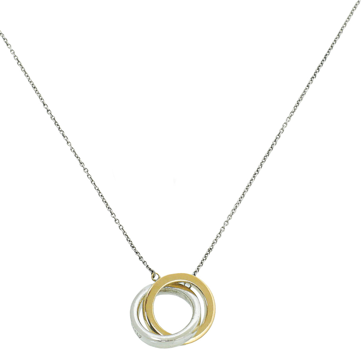 Tiffany & Co 18K Yellow Gold Sterling Silver Interlocking Circles Necklace