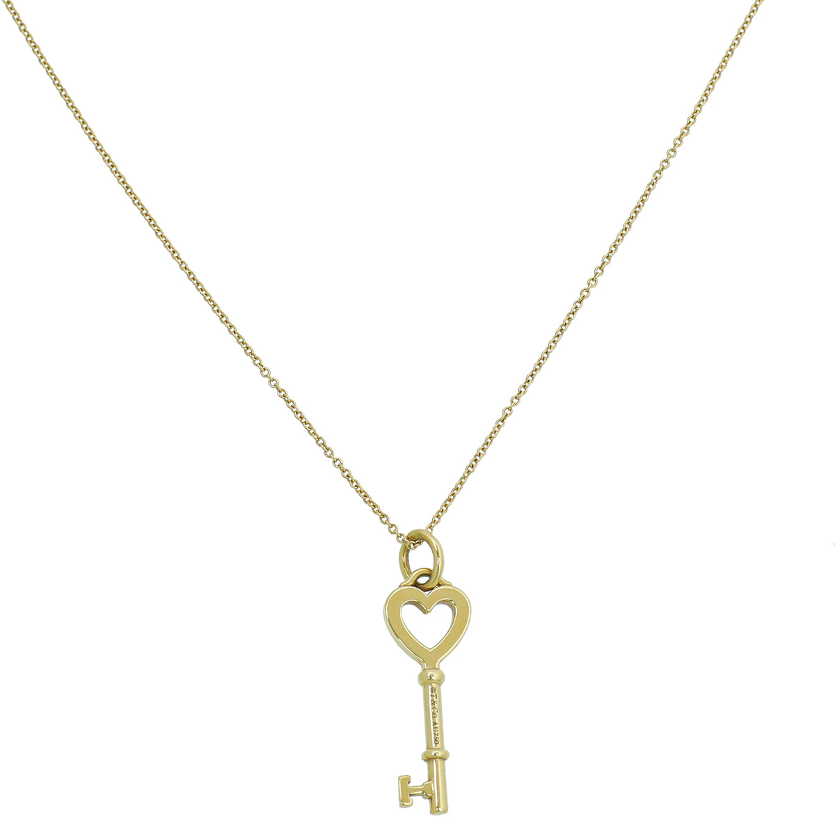 Tiffany & Co 18K Yellow Gold Heart Key Pendant Necklace-Tiffany & Co-THE CLOSET