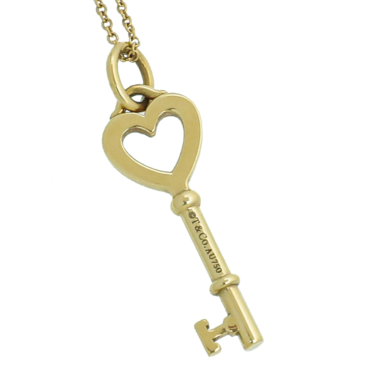 Tiffany & Co 18K Yellow Gold Heart Key Pendant Necklace-Tiffany & Co-THE CLOSET