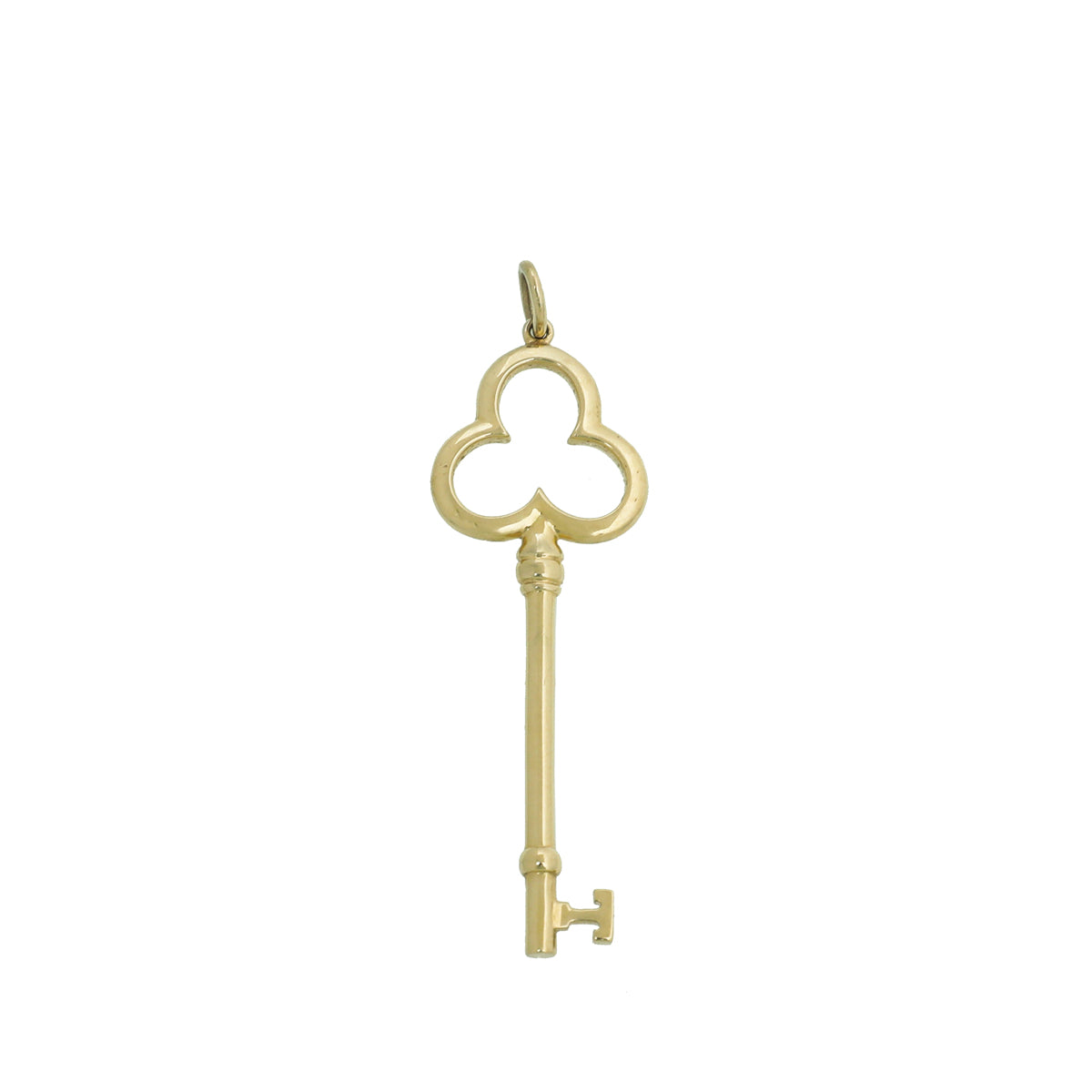 Tiffany & Co 18K Yellow Gold Open Trefoil Large Key Pendant-Tiffany & Co-THE CLOSET