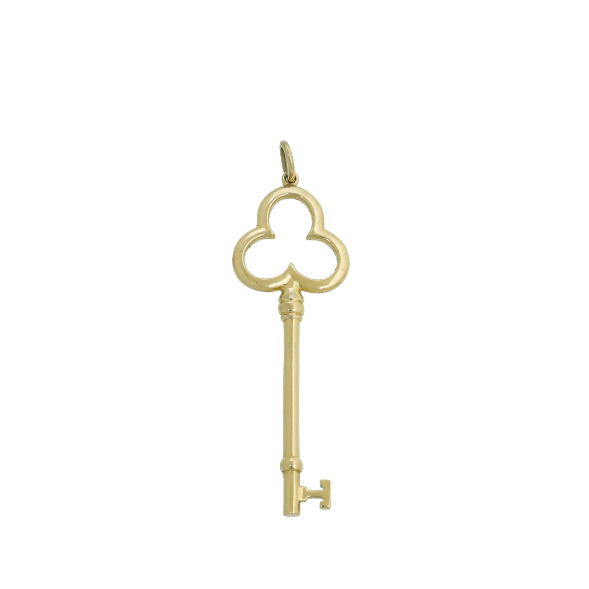 Tiffany & Co 18K Yellow Gold Open Trefoil Large Key Pendant