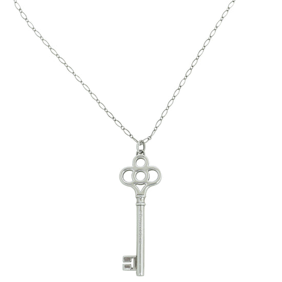 Tiffany & Co Silver Crown Large Key Pendant Necklace