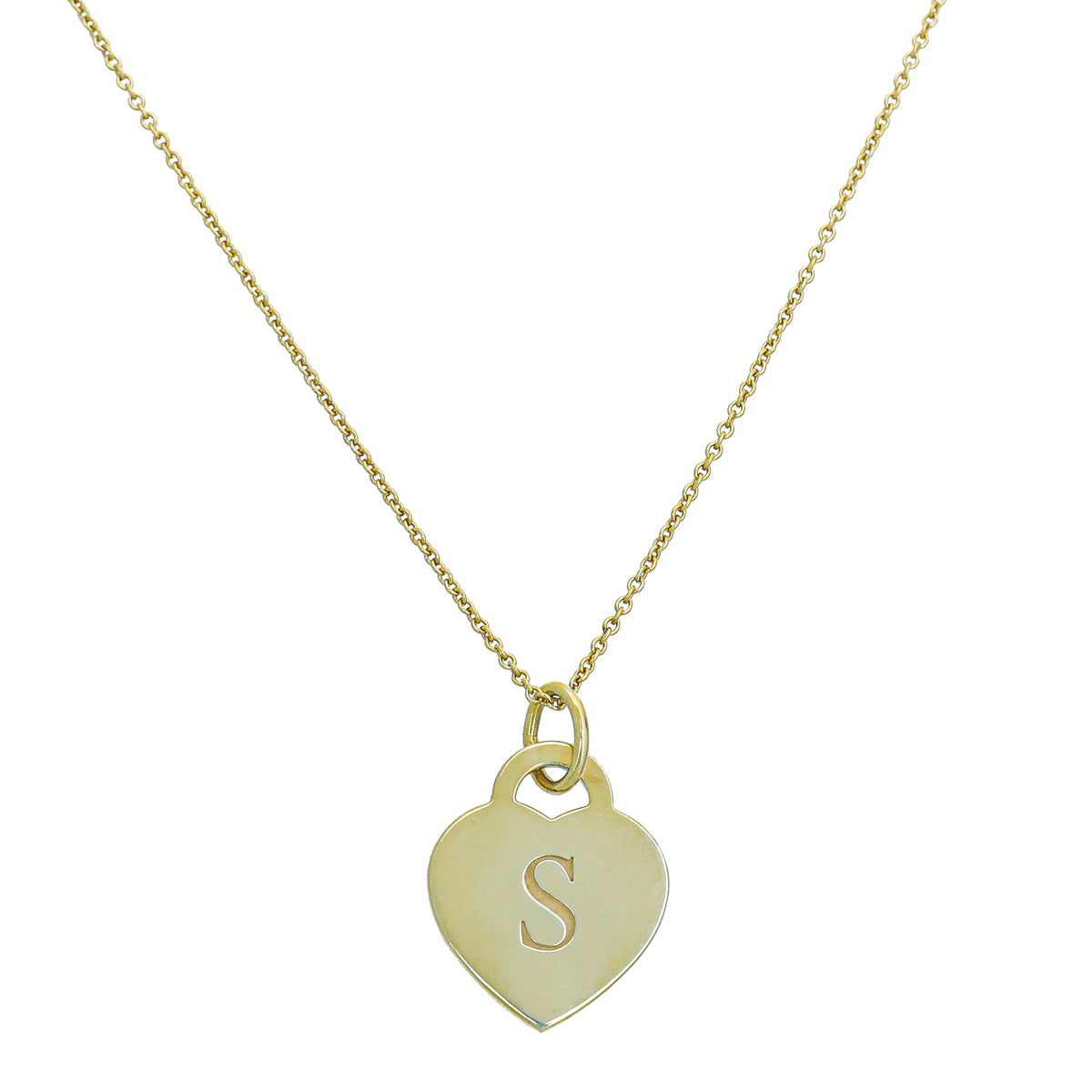 Tiffany & Co Silver Gold Plated Heart Tag S Letter Pendant Necklace-Tiffany & Co-THE CLOSET