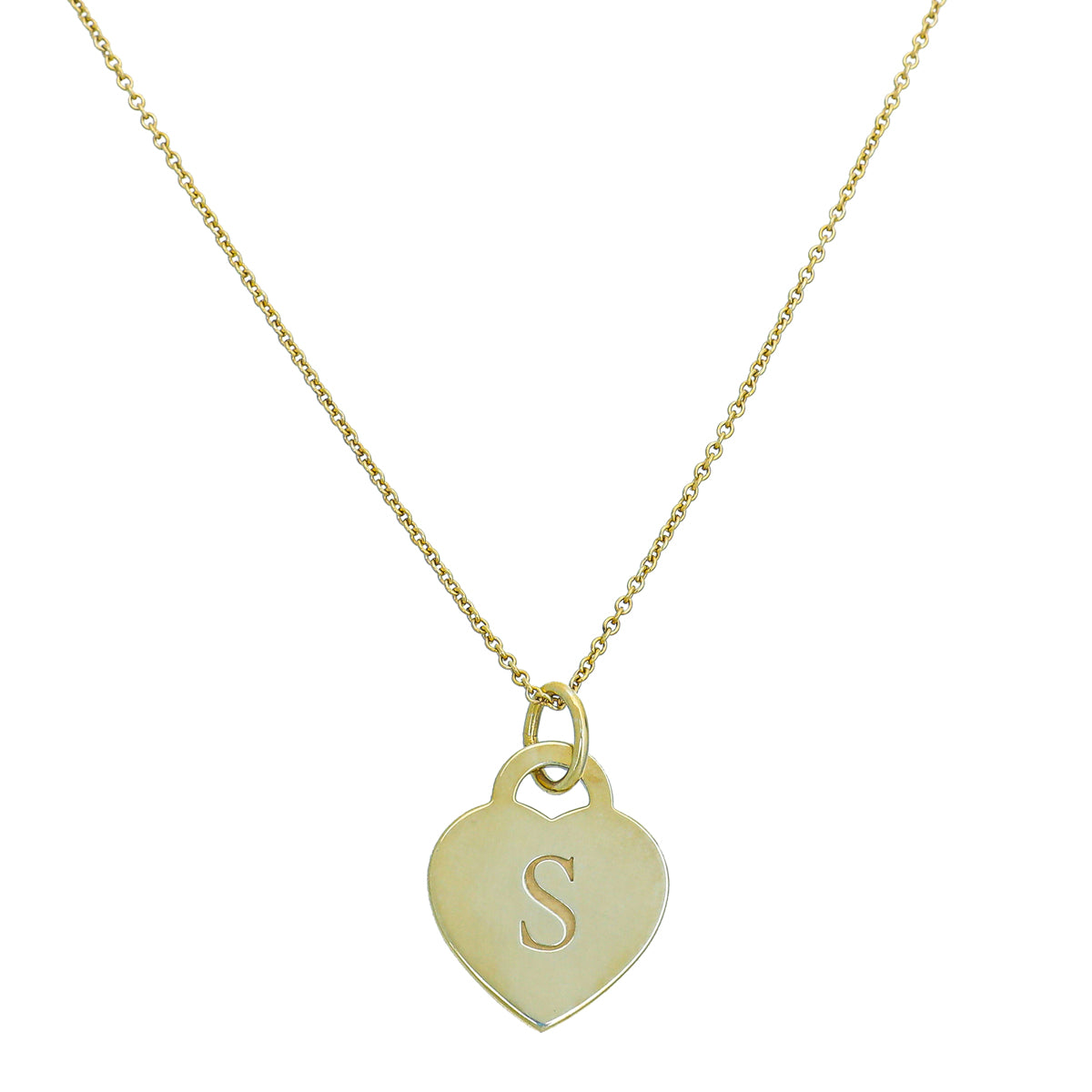 Tiffany & Co Silver Gold Plated Heart Tag S Letter Pendant Necklace
