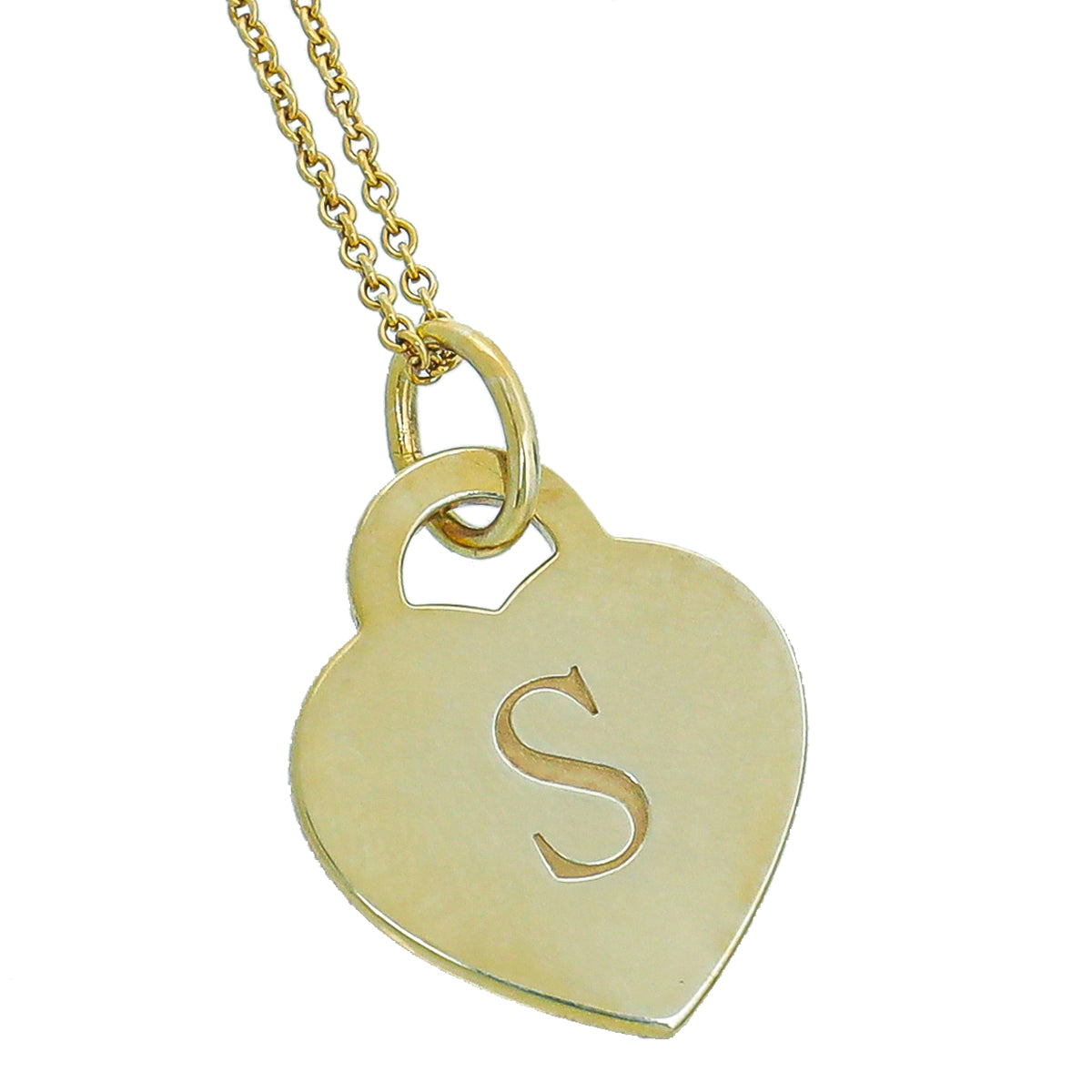 Tiffany & Co Silver Gold Plated Heart Tag S Letter Pendant Necklace-Tiffany & Co-THE CLOSET