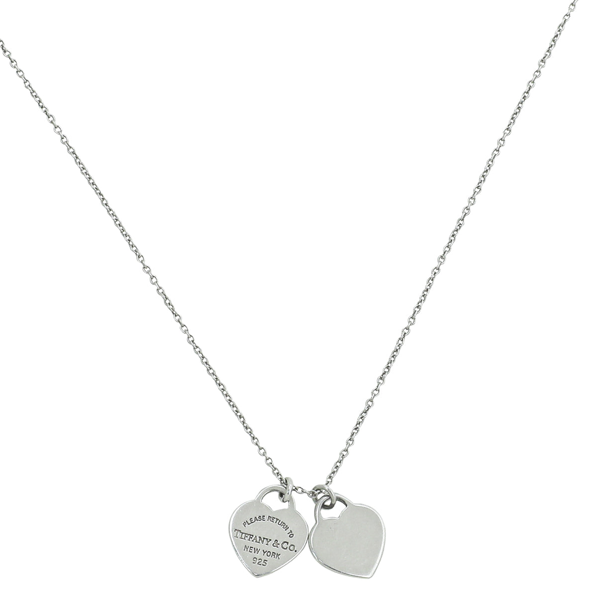 Tiffany & Co. Sterling Silver Double Mini Heart Tag Necklace