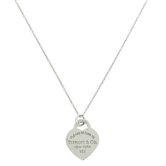 Tiffany & Co Silver Heart Tag Pendant Necklace