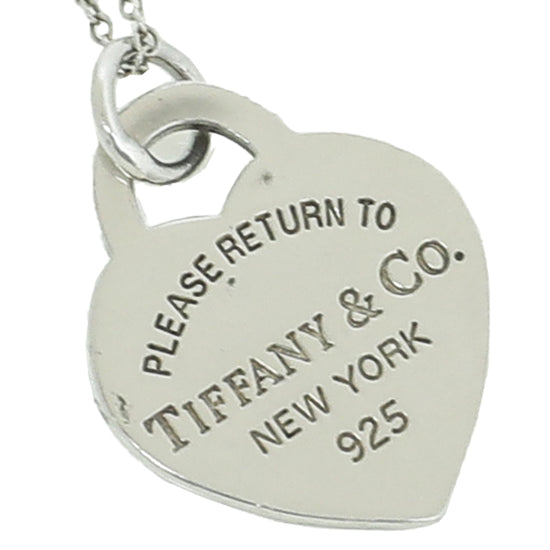 Tiffany & Co. Return to Tiffany Medium Sterling Silver Diamond Heart Tag  Pendant Necklace (Fine Jewelry and Watches,Fine Necklaces) IFCHIC.COM