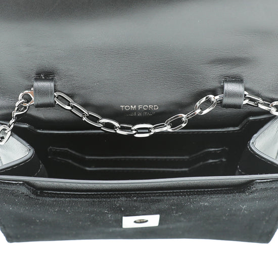 Tom Ford Black TF Crystal Velvet Chain Crossbody Bag