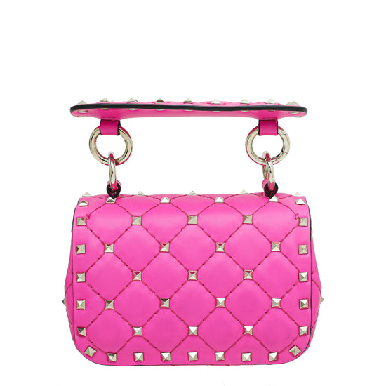 Valentino Neon Pink Leather Mini Rockstud Flap Crossbody Bag