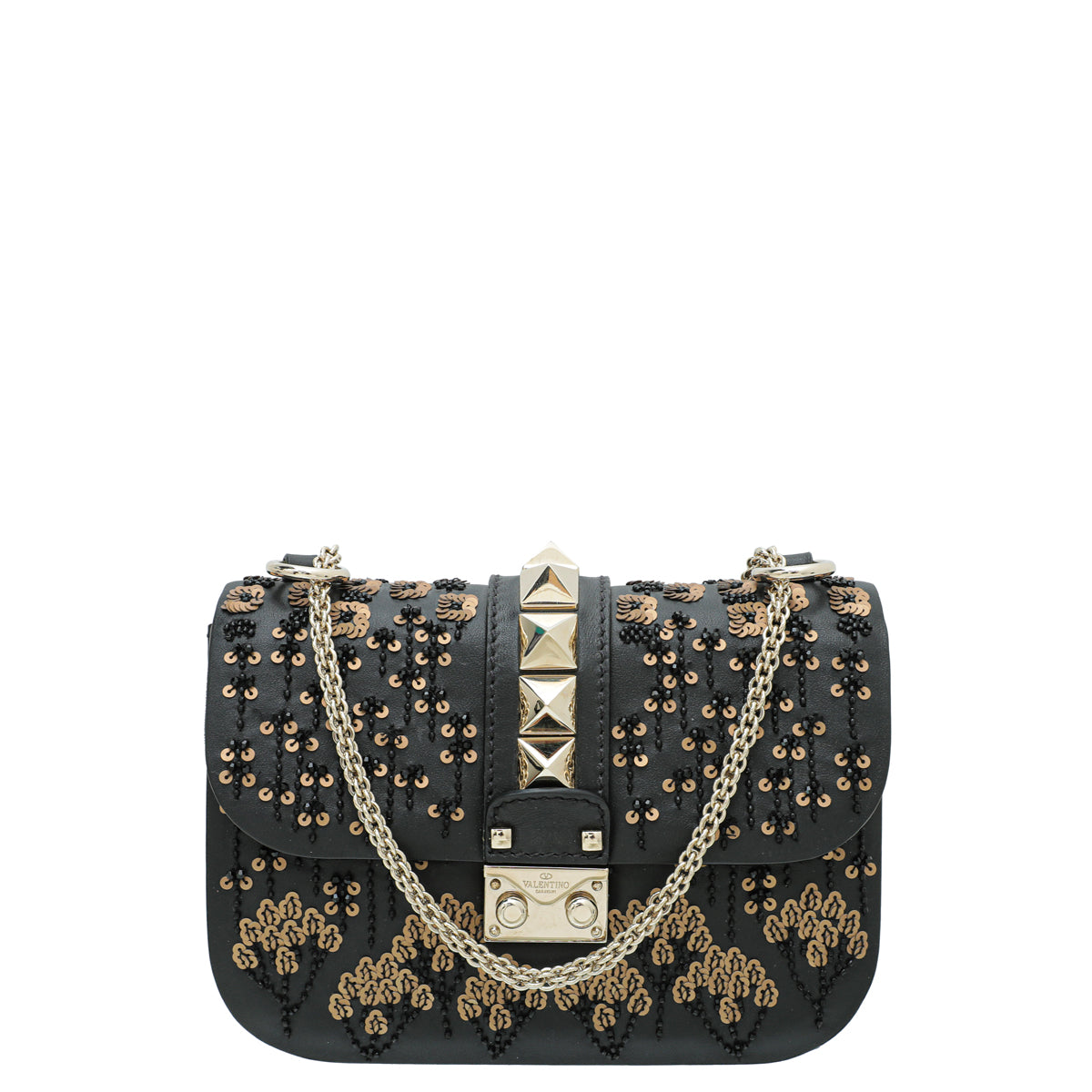 Valentino Glam Lock Sequins Embellished Small Flap Bag-Valentino-THE CLOSET