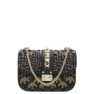 Valentino Glam Lock Sequins Embellished Small Flap Bag