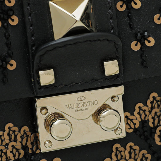 Valentino Glam Lock Sequins Embellished Small Flap Bag