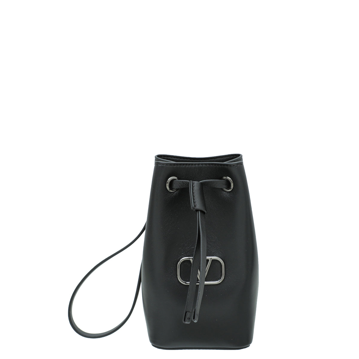 Valentino Black VLogo Wristlet Bucket Bag